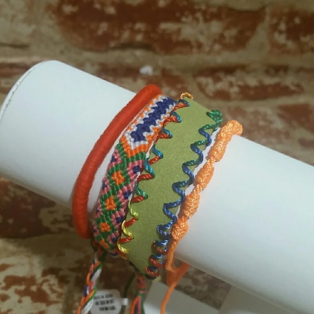 Bracelets Friendship set of 4 green orange yellow